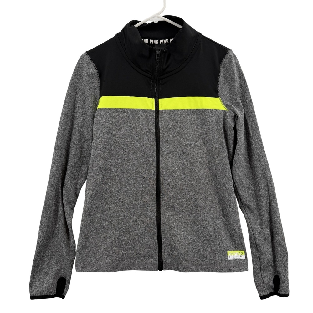 Victoria's Secret PINK Jacket Womens Large Gray Ultimate‎ Full Zip Thumbholes